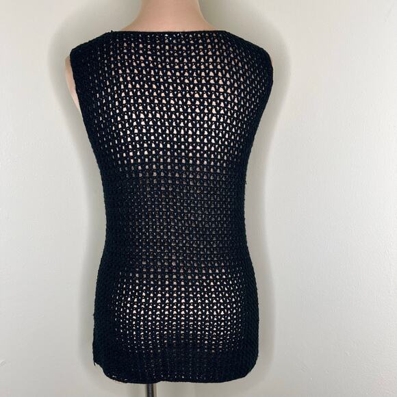 En Creme Crochet Top Small Womens Granny Square Black Orange Boho Cottage Hippie - Picture 4 of 6